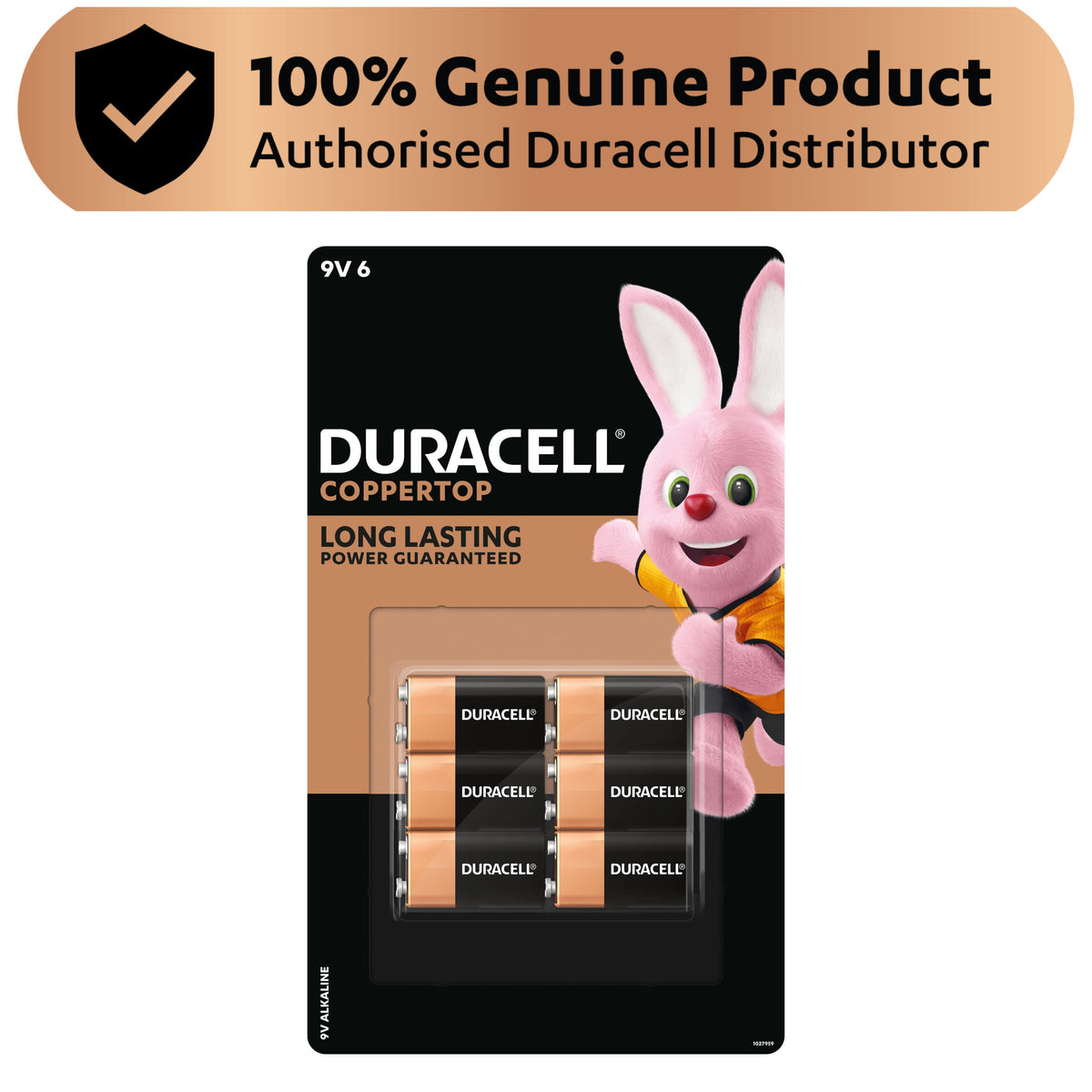 Duracell Coppertop Alkaline 9V Batteries - 6 Pack [Authorized Duracell Reseller]