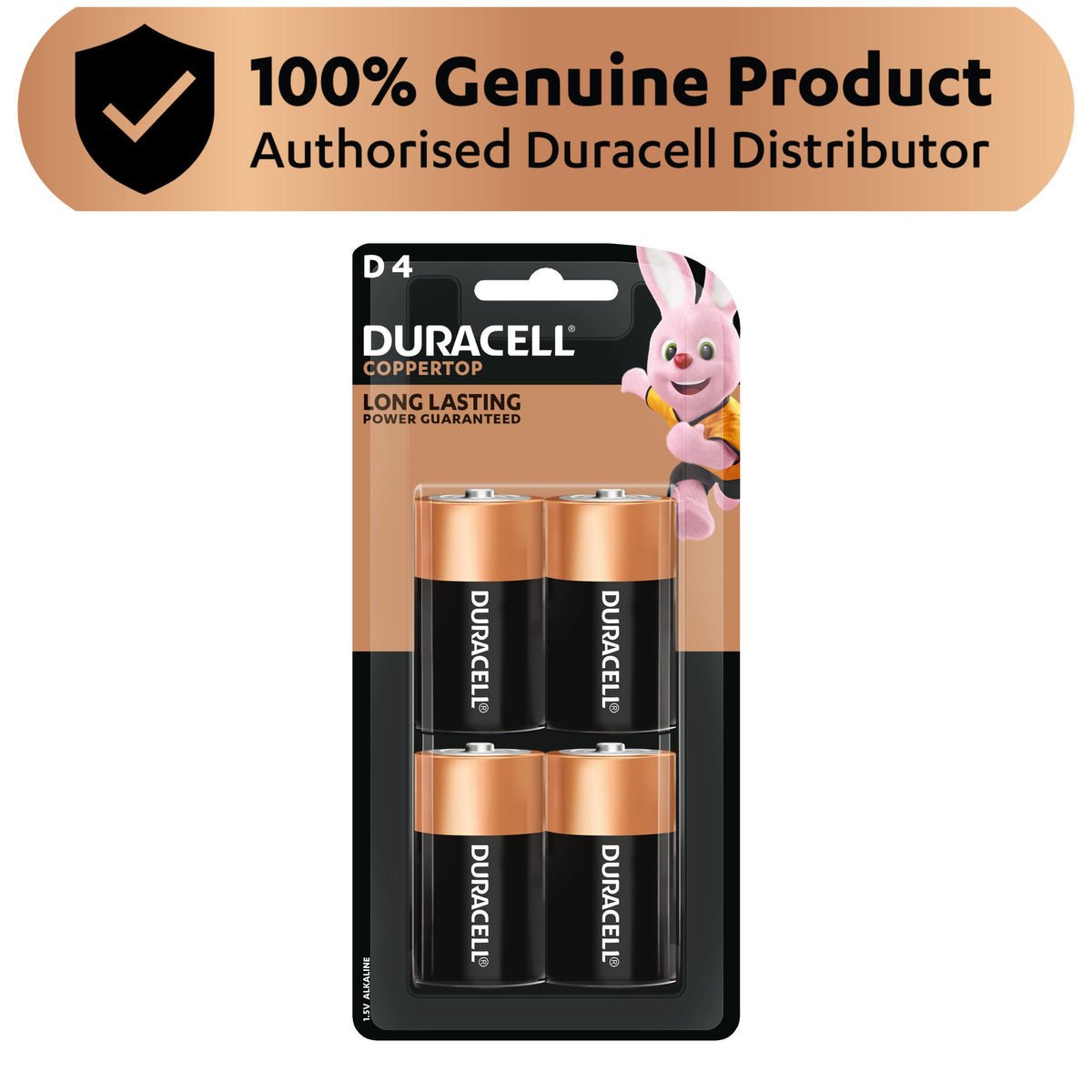 Duracell Coppertop Alkaline D Batteries - 4 Pack [Authorized Duracell Reseller]