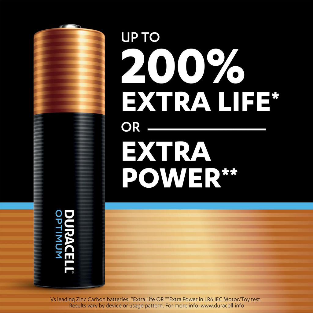 Duracell Optimum Alkaline AA Batteries - 4 Pack [Authorized Duracell Reseller]