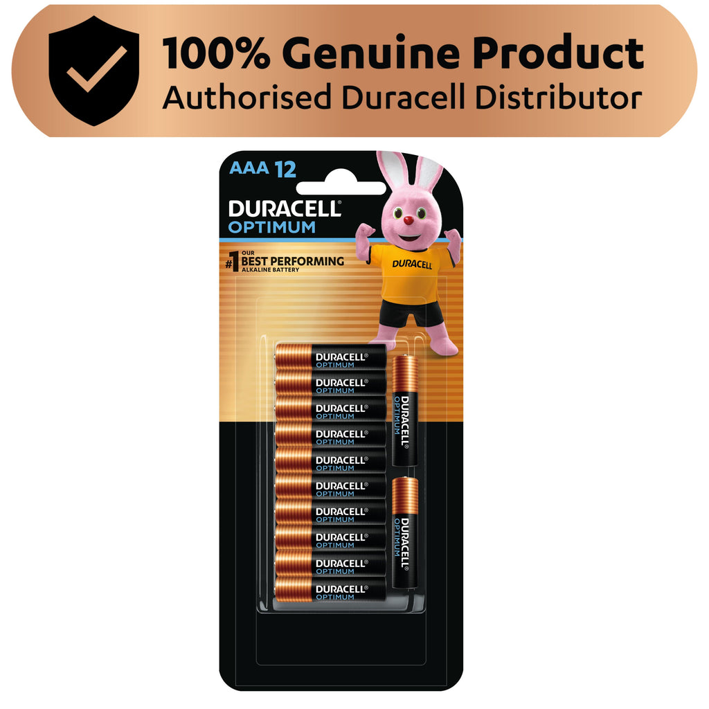 Duracell Optimum Alkaline AAA Batteries - 12 Pack [Authorized Duracell Reseller]