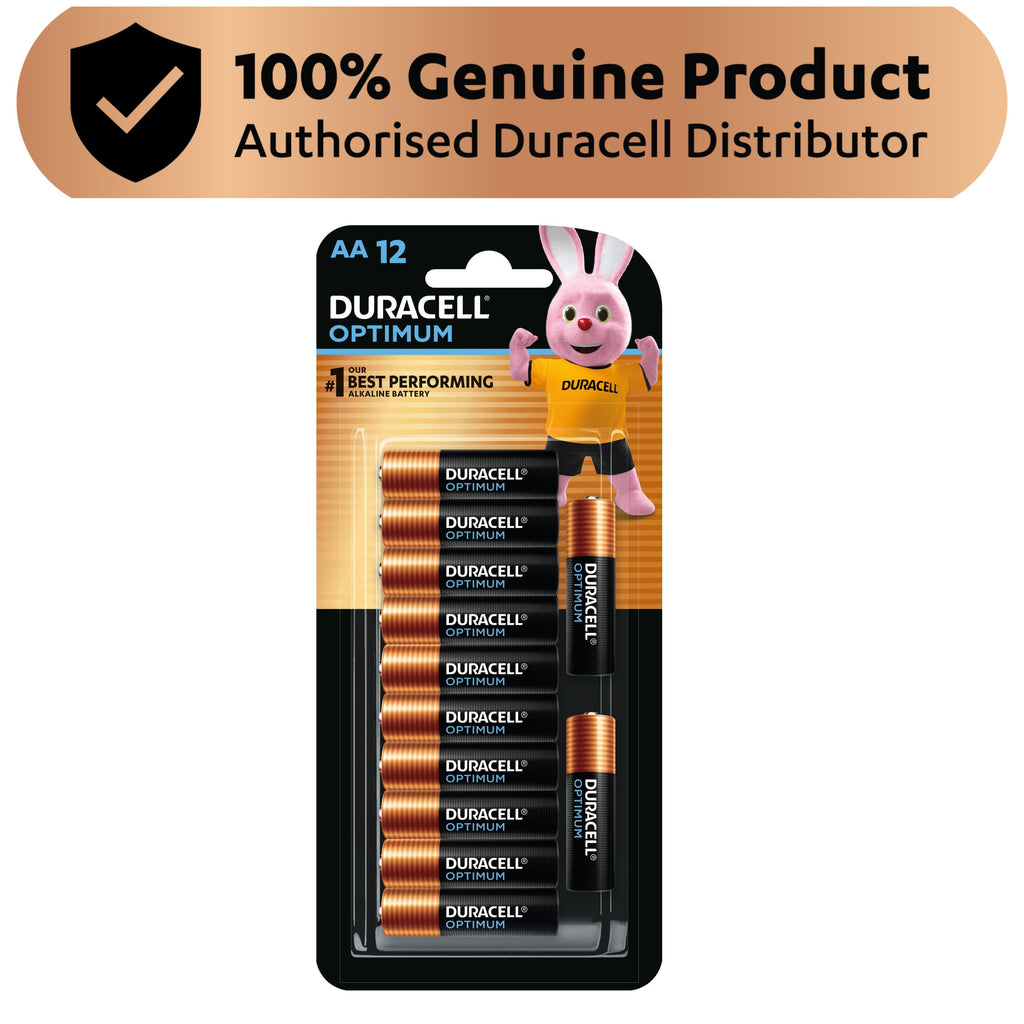 Duracell Optimum Alkaline AA Batteries - 12 Pack [Authorized Duracell Reseller]